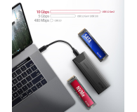 AXAGON EEM2-GTS2 Obudowa zewnętrzna aluminiowa bezśrubowa USB-C 3.2 Gen 2 M.2 NVMe & SATA SSD + USB-A - USB-C redukcja - 1353425 - zdjęcie 3